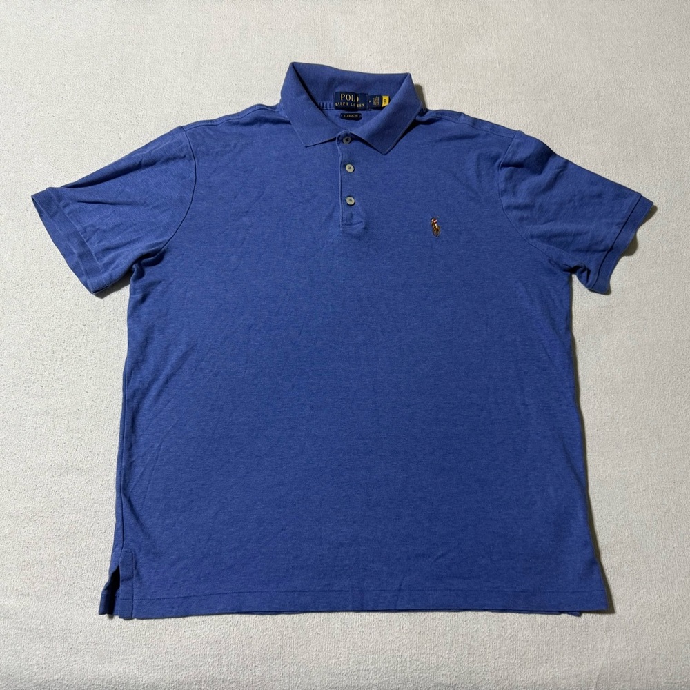 Polo Ralph Lauren Shirt Mens Medium‎ Heather Blue Flesh Pony 25" Length